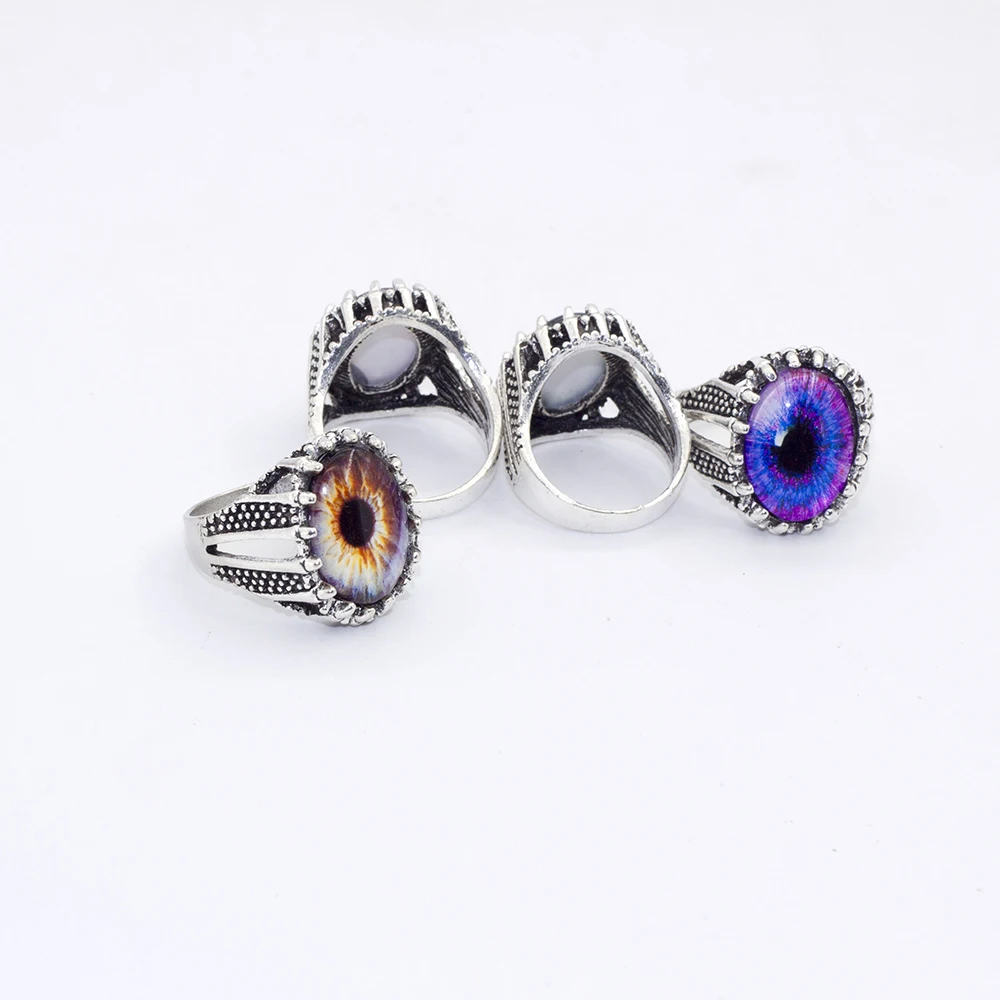 25 Pcs/Lot Wholesale Mix Eye Ring Unique Design Eye Silver Tone Ring Vintage Men Women Punk Jewelry 2022 New images - 6