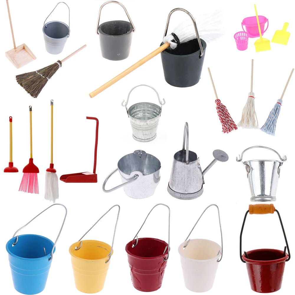 

Мини-ведра, Швабра, очиститель, украшение для уборки, миниатюрная мебель, игрушки 1:12, кукла, кухня, гостиная, аксессуары для кукольного домика