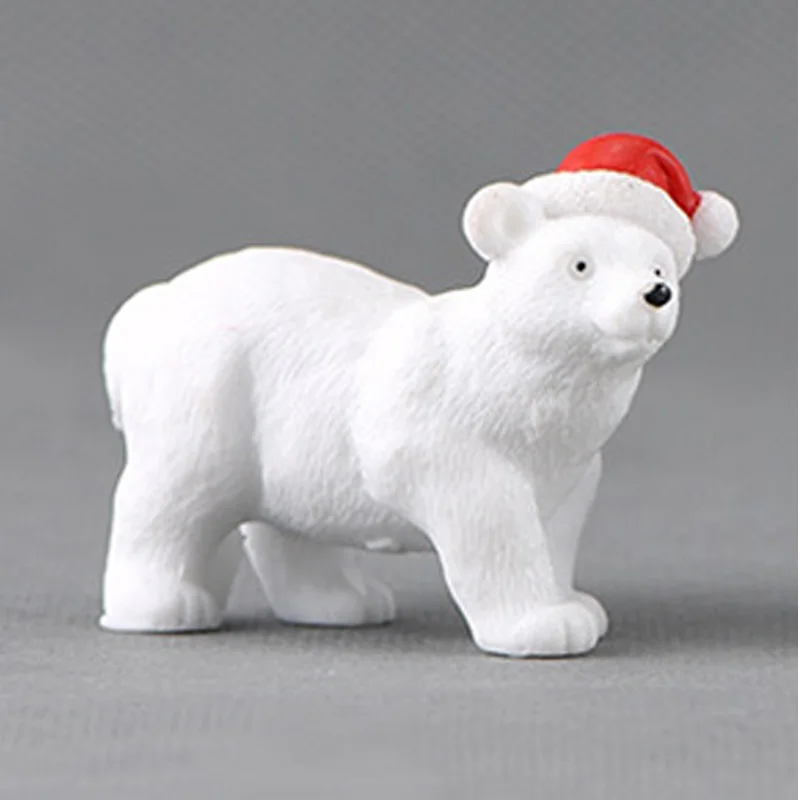 

Animal Miniature Christmas Polar Bear Figurines Fairy Garden Micro Snow Landscape Bear DIY Accessories Resin Craft Miniature