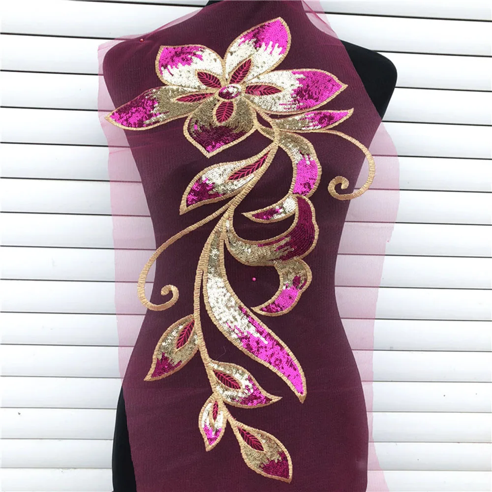 Нашивка с блестками вышитая Цветочная аппликация блестки ткань для одежды