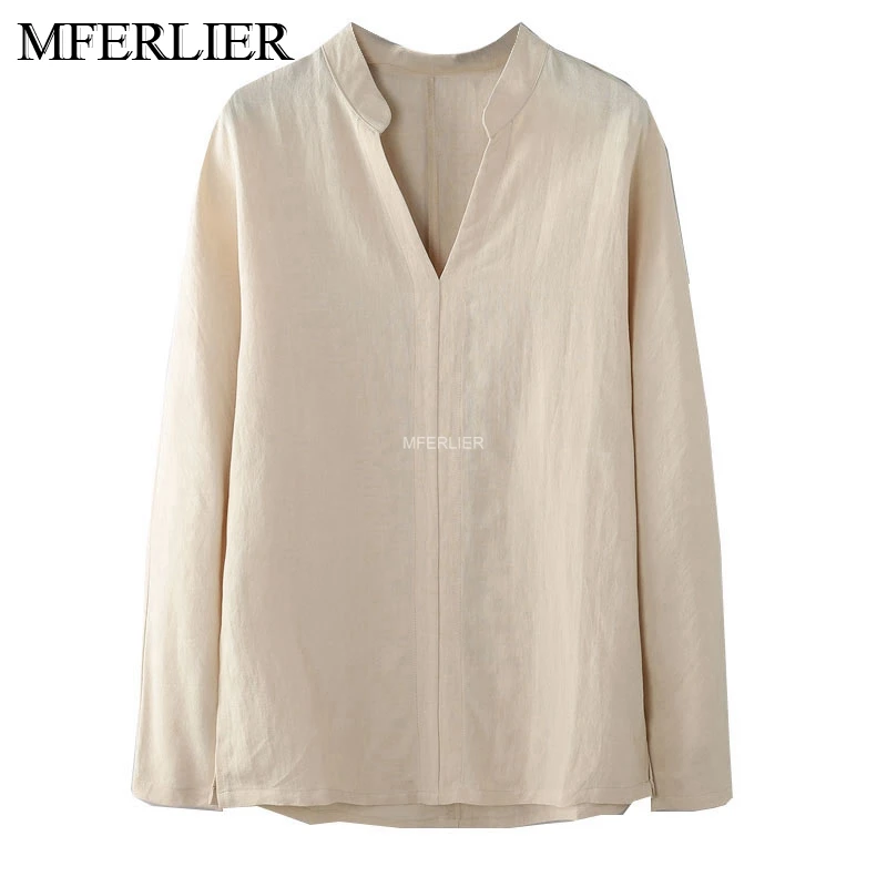 

Autumn Spring Men shirts 8XL Bust 142cm 5XL 6XL 7XL Larges Size cotton linen Shirts