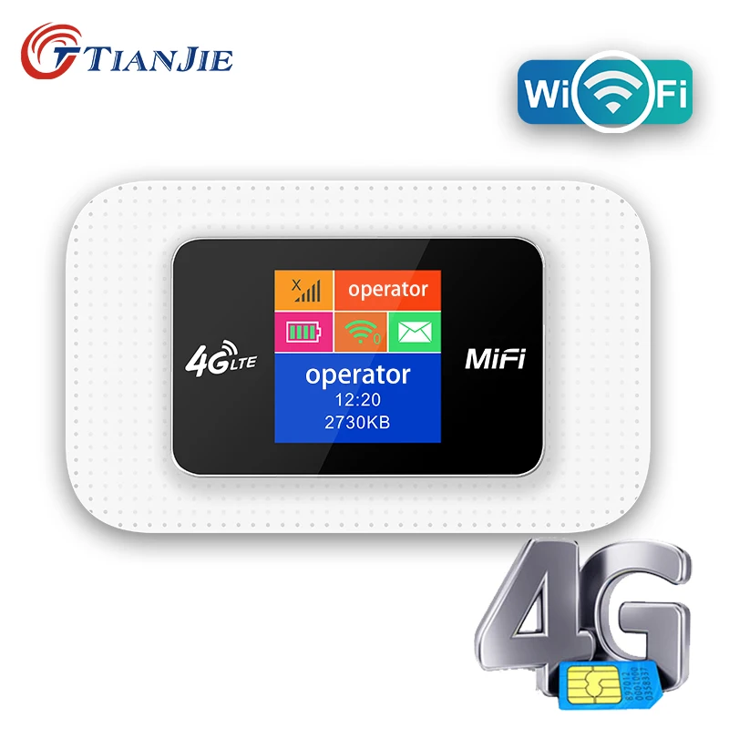 TIANJIE 4G sim карта WIFI роутер мобильный WiFi LTE 100 Мбит/с Дорожный партнер беспроводной