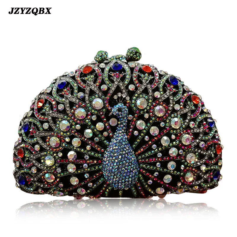 Сумка с изображением павлина вечерний клатч камнями сумка на плечо кристаллами