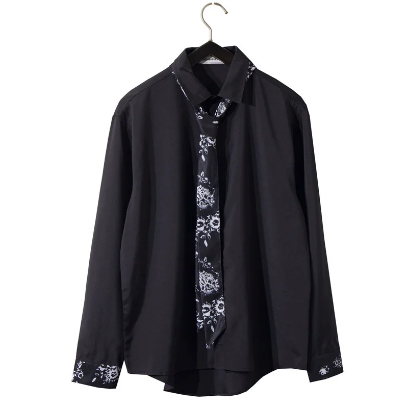 

Мужская рубашка с длинным рукавом, воротник-рубашка, пуговица, галстук, простой наряд, модная повседневная прохладная мягкая быстросохнуща...