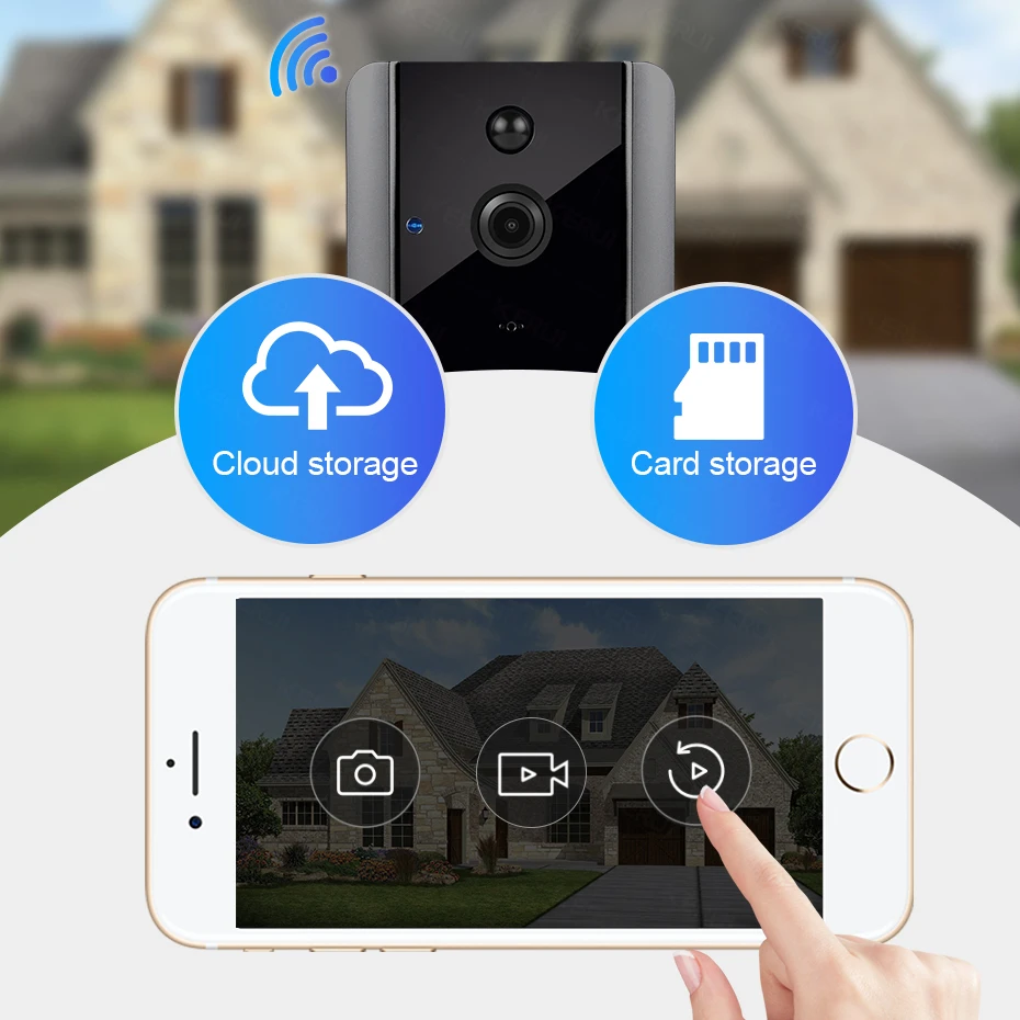 KERUI 1.0MP 720P беспроводной телефон смарт WiFi Кольцо Дверной Звонок камера IP дверной