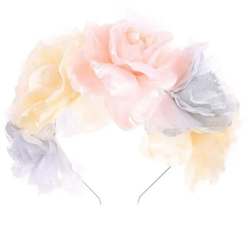 Женская свадебная повязка на голову гирлянда с 3D цветами Корона из металла обруч