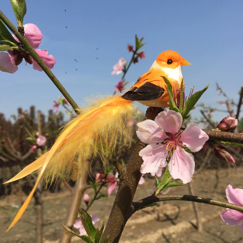 1 шт. искусственная пена перо птица статуэтка украшение для газона двора сада