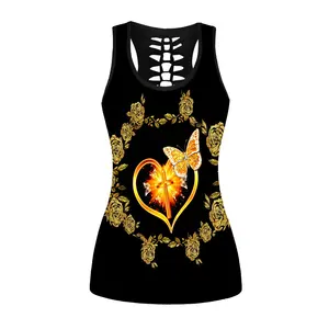 Топ женский для йоги с 3D принтом, спортивный жилет с вырезами, майка для бега, для занятий в тренажерном зале, топ без рукавов, Облегающая майка