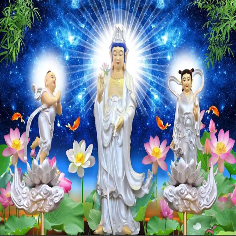Богиня Милосердия Гуаньинь буддийский ТВ фон настенная живопись | Обустройство