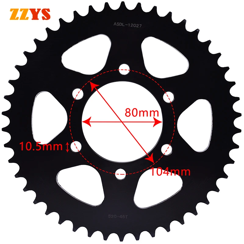 

520 46T Rear Sprocket Gear Wheel For Kawasaki ER-6n ER6N ER650 ER650A ER-6f ER6F EX650E EX650 EX650A ER EX Ninja 650 400 Ninja R