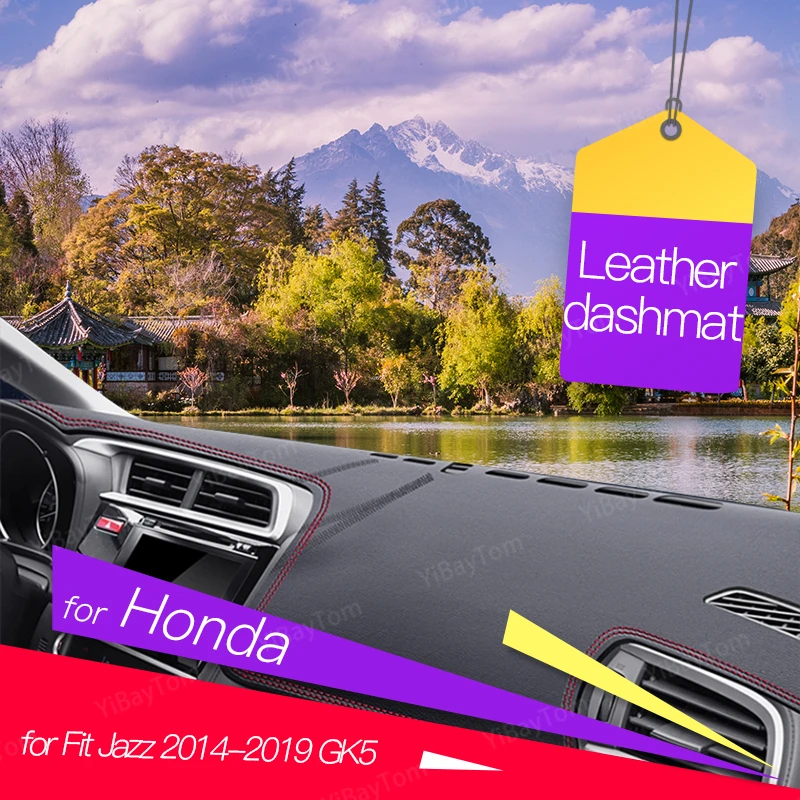 

Anti-Slip Leather Mat for Honda Fit Jazz 2014-2019 GK5 Dashboard Cover Pad Sunshade Dashmat Cape Rug Carpet Car Accessories