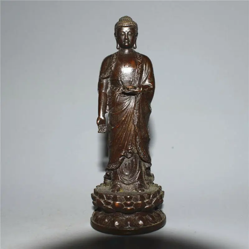 

Китайская античная бронзовая резная модель Sakyamuni статуя стоящего Будды, статуи династии Мин, статуи и скульптуры, коллекционные украшения