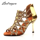 Женские ботинки для латиноамериканских танцев Ladingwu, золотистые туфли для бальных танцев, танцевальная обувь для сальсы, Танго, на металлическом каблуке 8,5 см