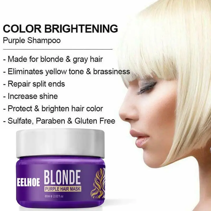 60 мл Желтый светлые волосы шампунь анти латунь с фиолетовый окрашенная Красота