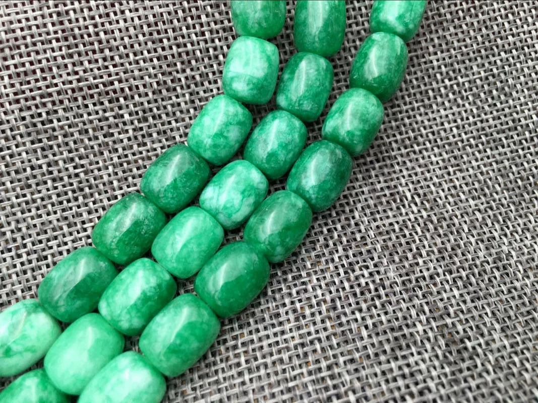 Natural 8x12mm Green Emerald Gemstone Drum Loose Beads 15'' Strand | Украшения и аксессуары