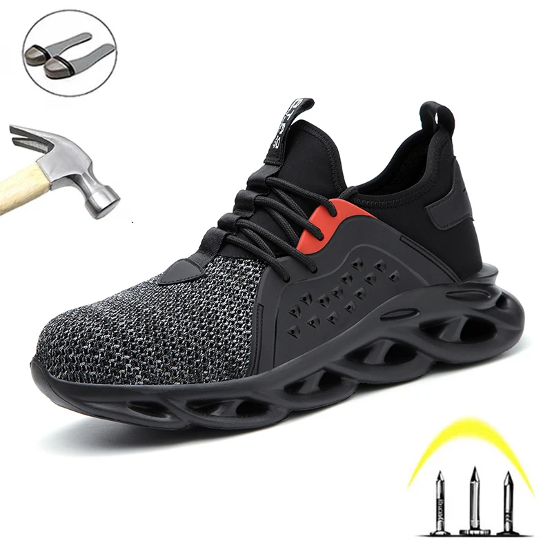 

New Men Security Shoes Steel Toe Lightweight Construction Puncture-Proof Boots Anti-Smashing Indestructible Safety Footwear
