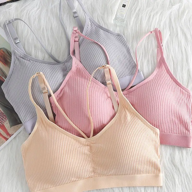 

Женский спортивный тренировочный бюстгальтер в рубчик, однотонный Мягкий Бесшовный бюстгальтер без косточек с перекрестными бретельками ...