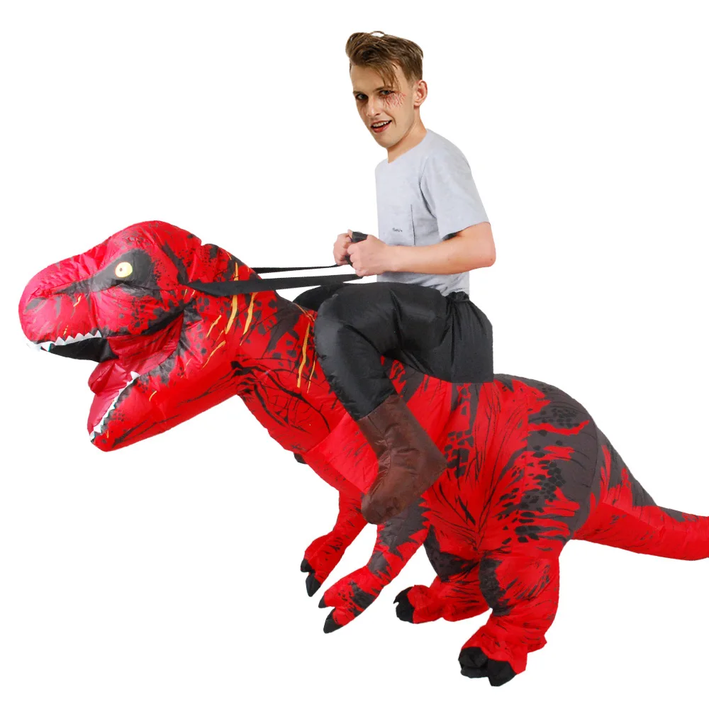 Красная езда на T REX надувной костюм динозавра для Хэллоуина взрослое