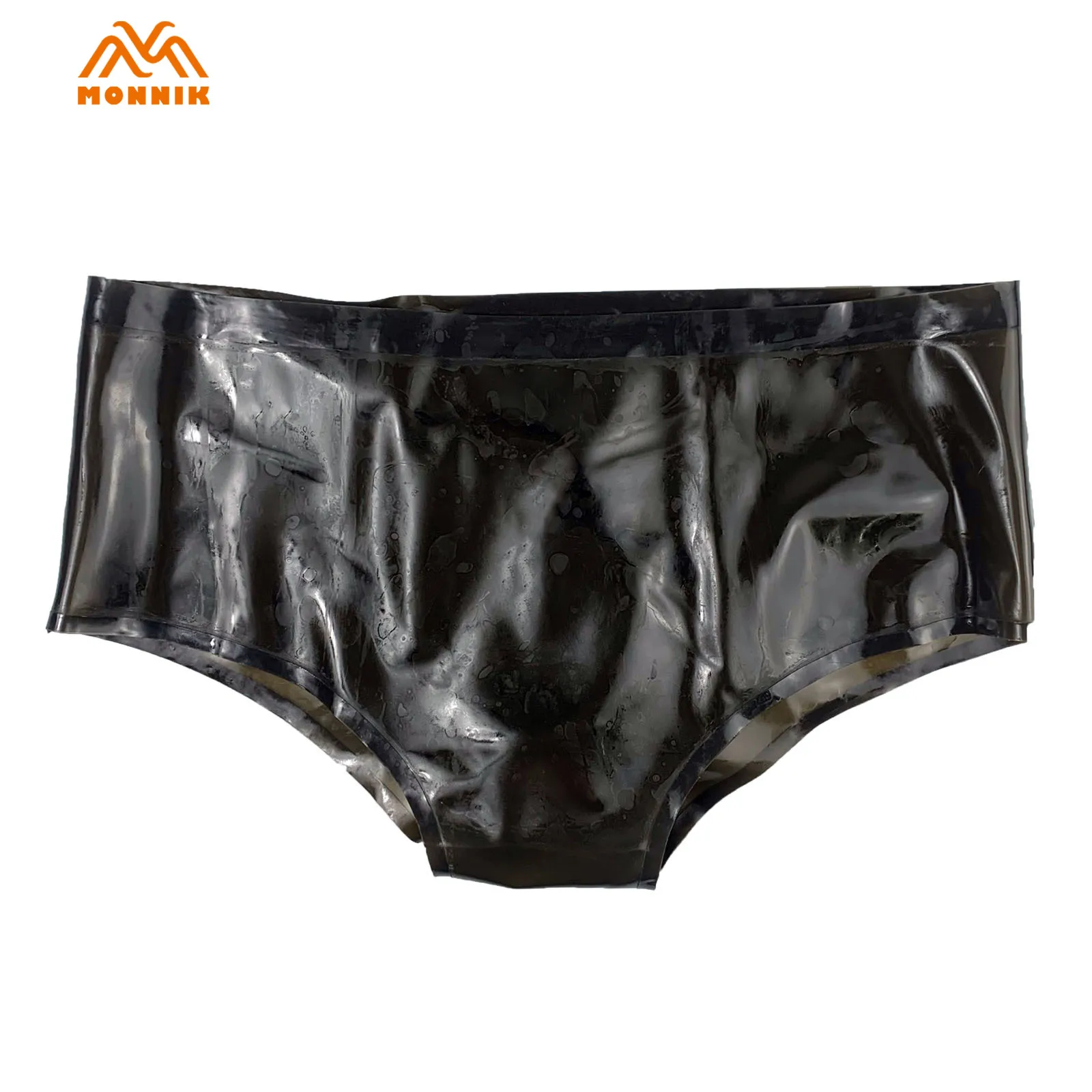 Латексные трусы MONNIK резиновые мужские черные обтягивающие шорты с прямыми