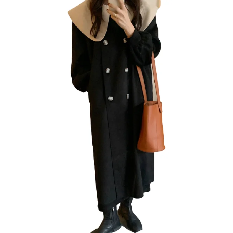 

New Winter Coat Women Oversize Fashion Cashmere Wool Outerwear Female Long Thickening Warm Woolen Overcoat Womens Trench Coats