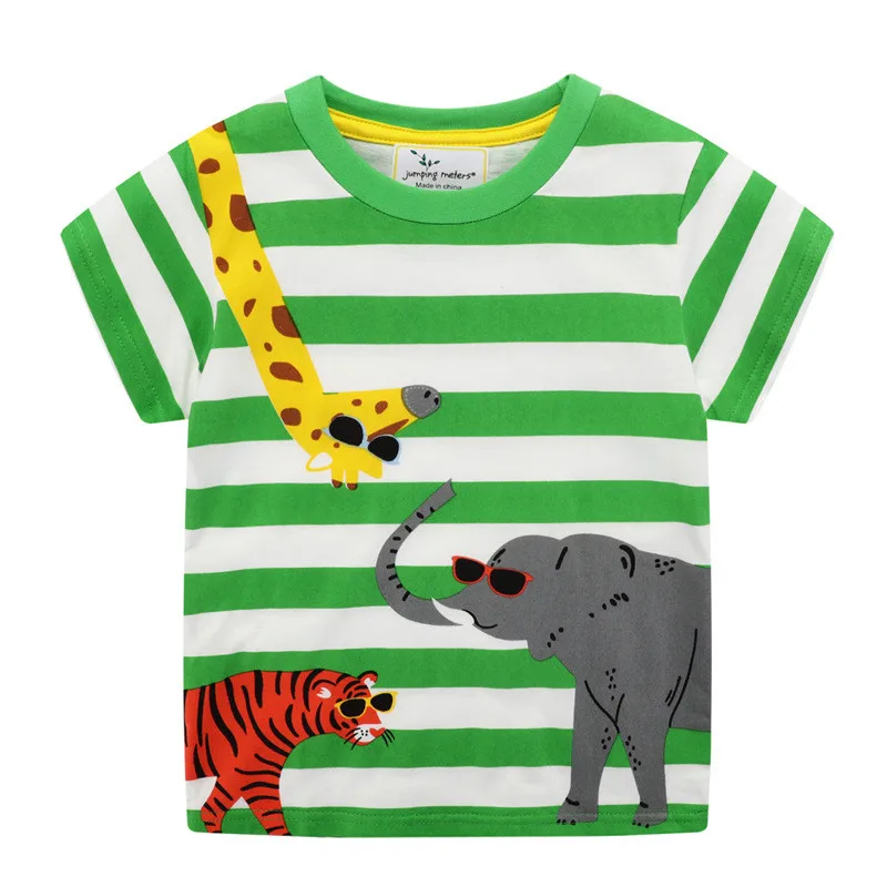 От 2 до 7 лет Jumping meters/новые полосатые футболки с рисунком для маленьких мальчиков