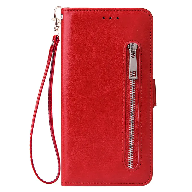 red Кожаный чехол-кошелек для huawei Honor 6A 8X 8A 7A 7C 8 S, Модный чехол-подставка на молнии для Honor 10i 9 10 Lite, чехол для мобильного телефона - Цвет: red