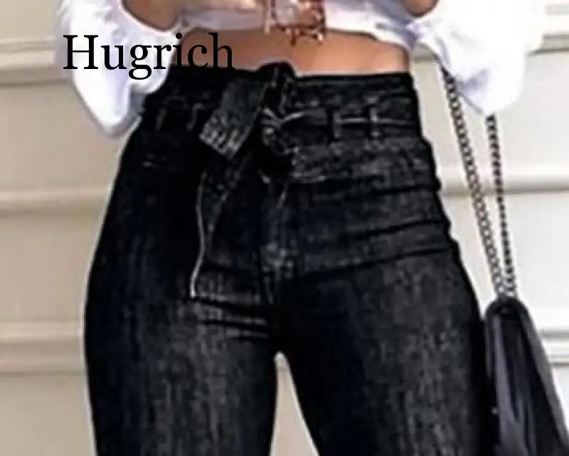 

2020 Women High Waist Bandage Wide Leg Denim Jeans Ladies Stretch Fare Long Pants