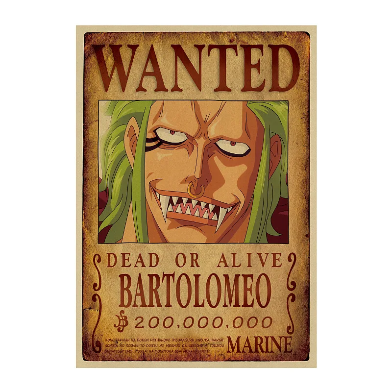 Cartoon One Piece Anime Figure Wanter Dead Or Alive Poster 51x36cm Wall Sticker Home Decoration Accessories Paintings
