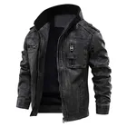Мужская кожаная куртка, винтажная Повседневная мотоциклетная куртка из искусственной кожи, 2020, размера плюс