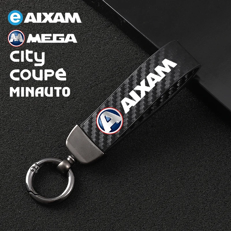 

New Carbon Fiber Car Styling Keychain 4s Shop Fine Gift Key Ring For AIXAM Mega e-AIXAM MINAUTO EMOTION CITY COUPE Accessories