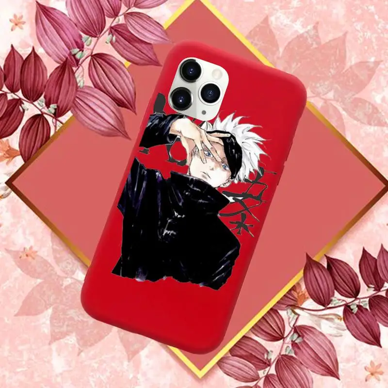 

Jujutsu Kaisen Satoru Gojo anime Phone Case Red Candy Color for iPhone 11 12 mini pro XS MAX 8 7 6 6S Plus X SE 2020 XR