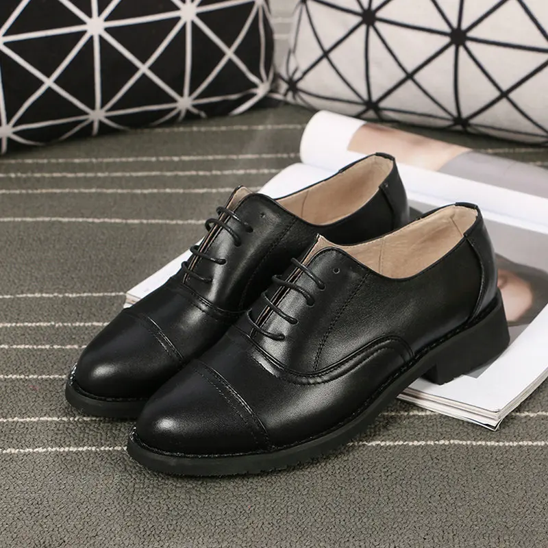 Высококачественная женская обувь из натуральной кожи Черные женские