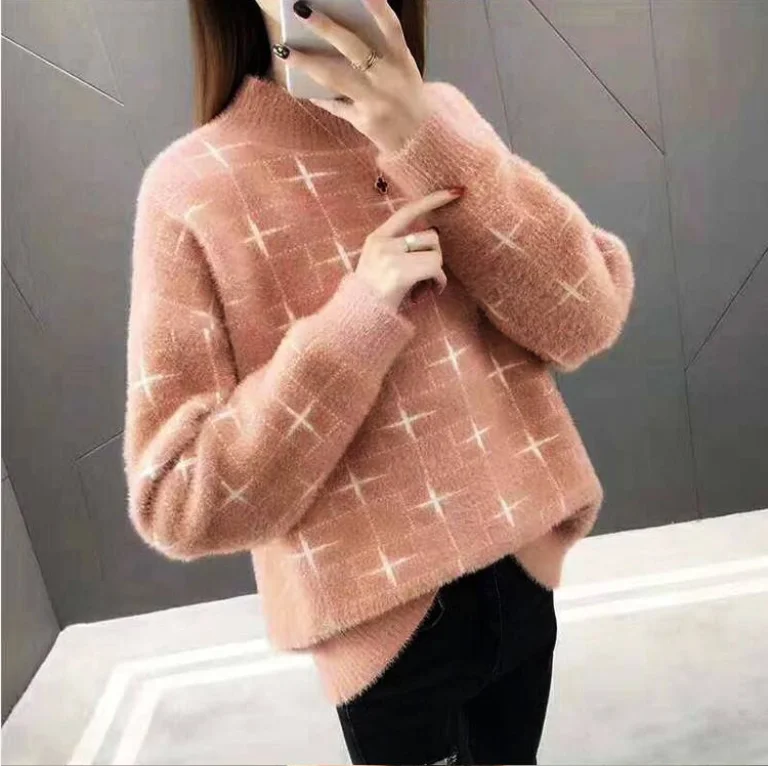 Женский модный пуловер зимний и осенний однотонный Повседневный вязаный свитер