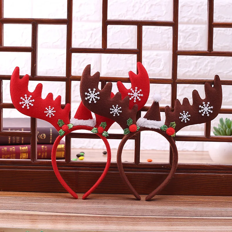 reindeer Antler Head sequins Christmas hair hoop обруч рождество accesorios navidad diademas vinchas navideñas Ободок с рогами