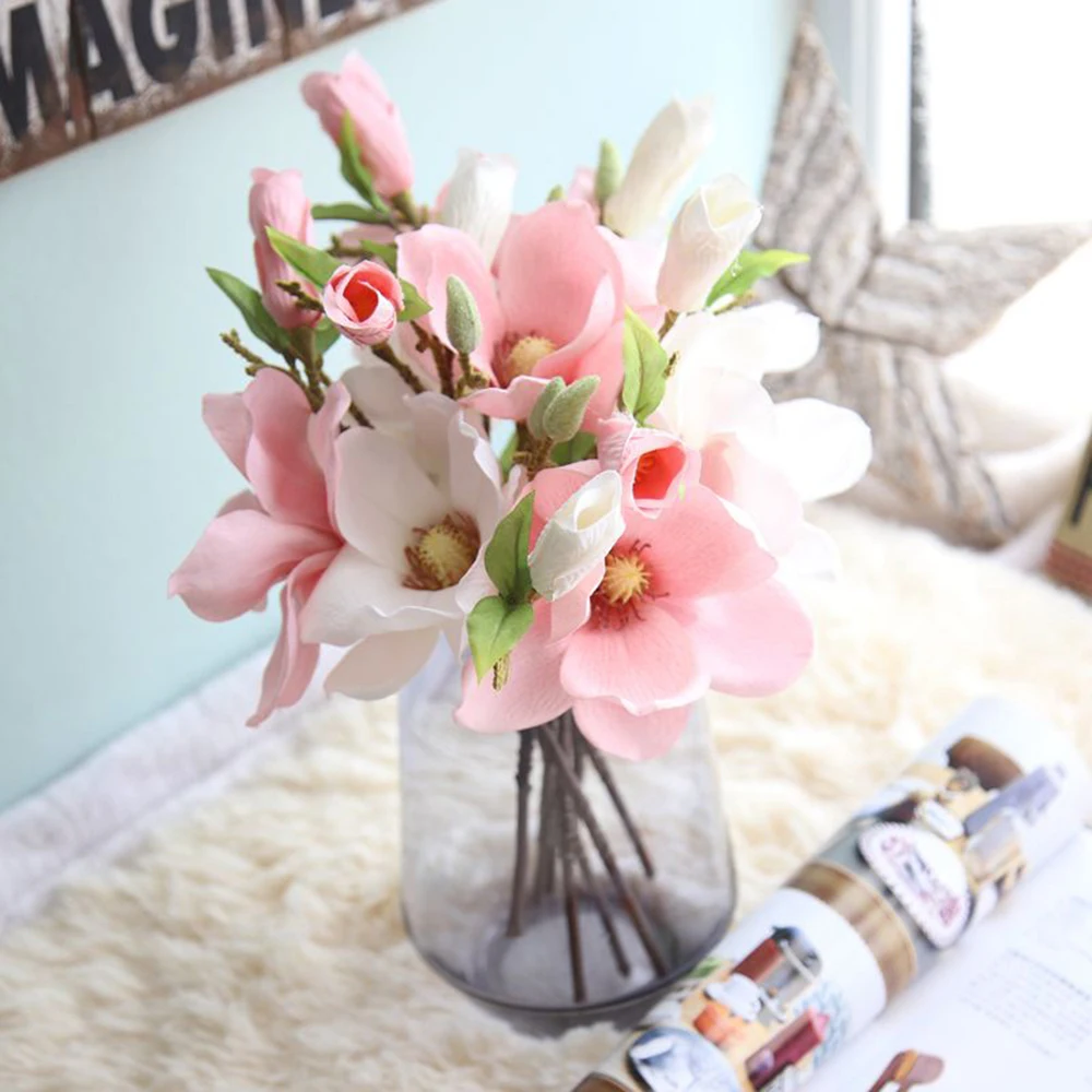 

1PC Wedding Decoration Silk Flowers Orchid Magnolia Wedding Artificial Flowers For Home Decoration