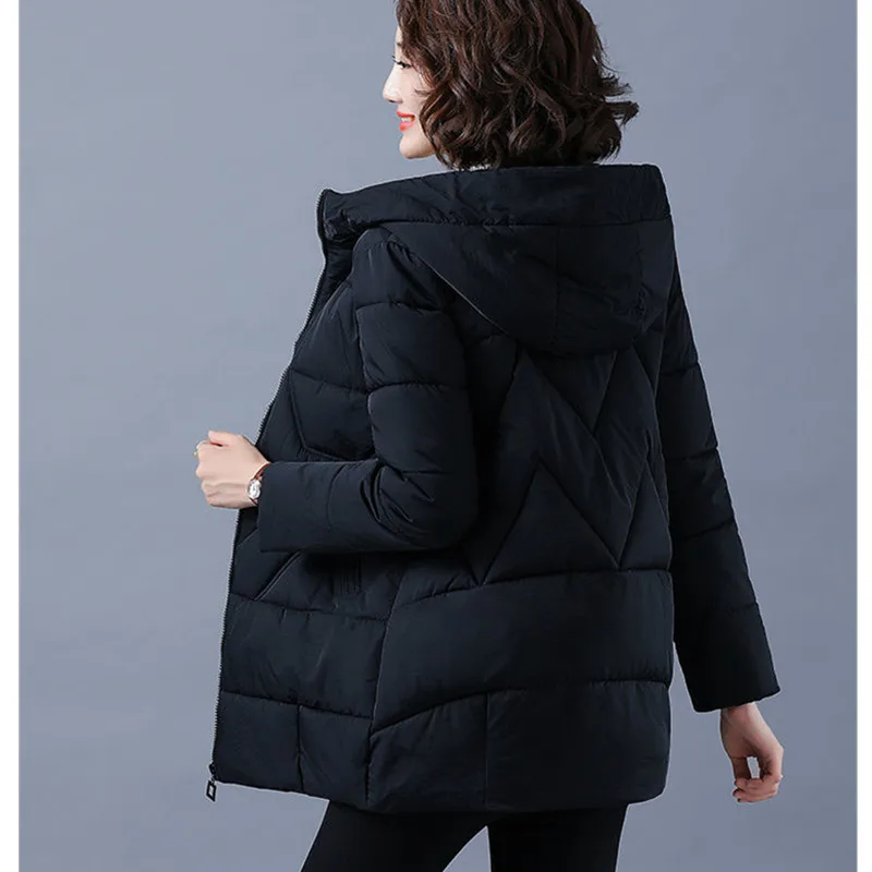 2021 Winter Women Jacket Warm Parkas Female Thicken Coat Cotton Padded Long Hooded Outwear Plus Size Loose Women Snow Jacket