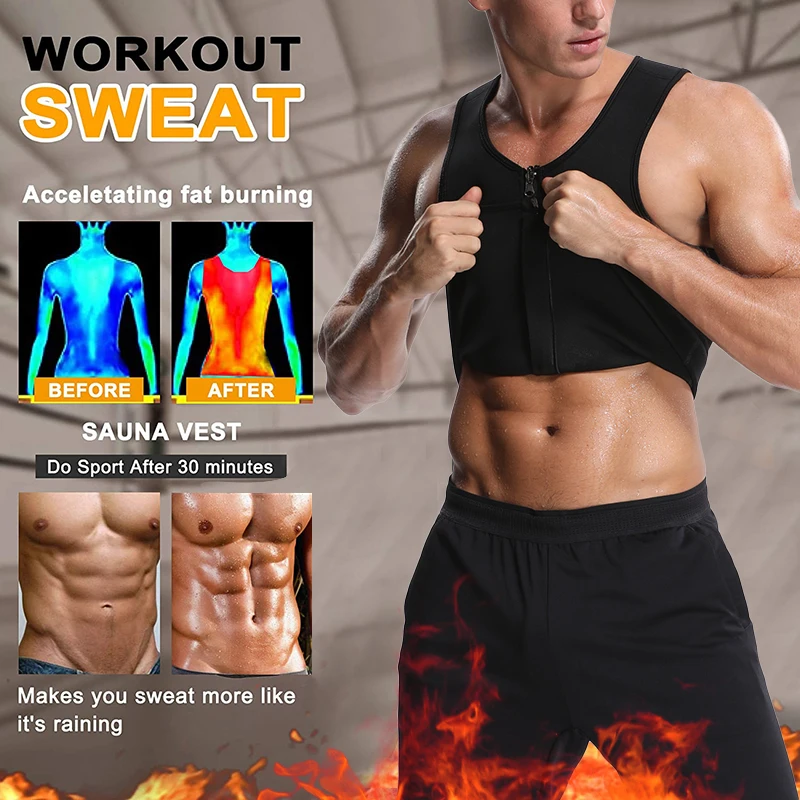 Мужские тренировочные неопреновые костюмы для сауны и пота моделирующий жилет