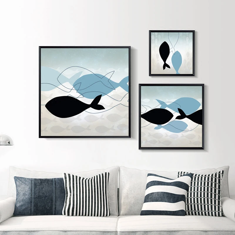 Абстрактная живопись рыба холст искусство Северный стиль плакаты и принты