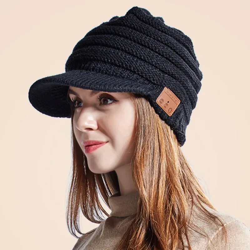 Smart Cap Bluetooth V5.0 наушники динамик микрофон зима осень мягкая теплая шапка музыка