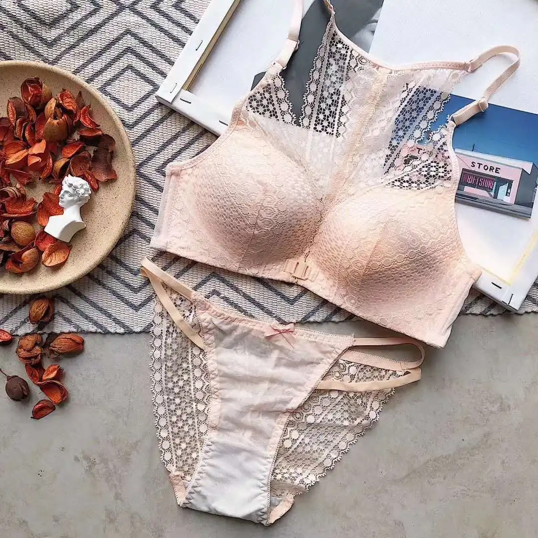 Сексуальный кружевной бюстгальтер наборы для женщин бесшовный с вышивкой