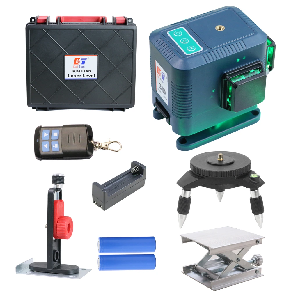 

KaiTian Laser Level 3D 12 Lines Self-Leveling with 360 Rotary Base&Lifting Platform and Magnet Bracket Green 3D Laser Line Level