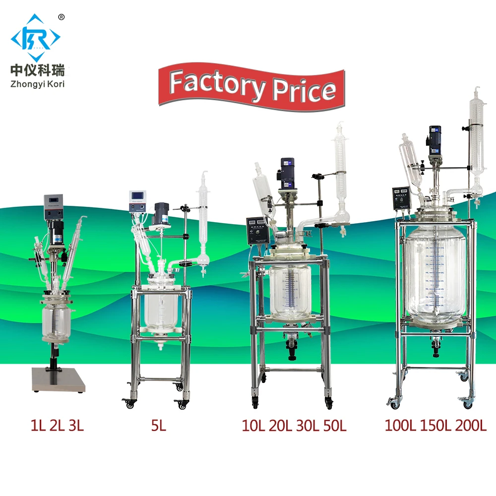 

SF-2L laboratory glass reactor cbd borosilicate reactor reaction vessel W jacketed reactor heating cooling reflux distillation