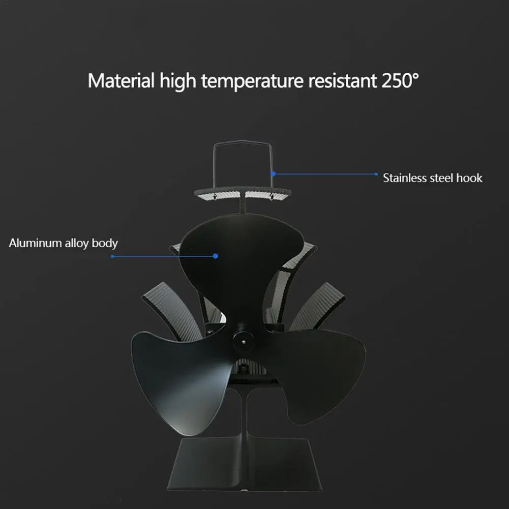4 лопасти Тепловая плита вентилятор бревна комин деревянная горелка