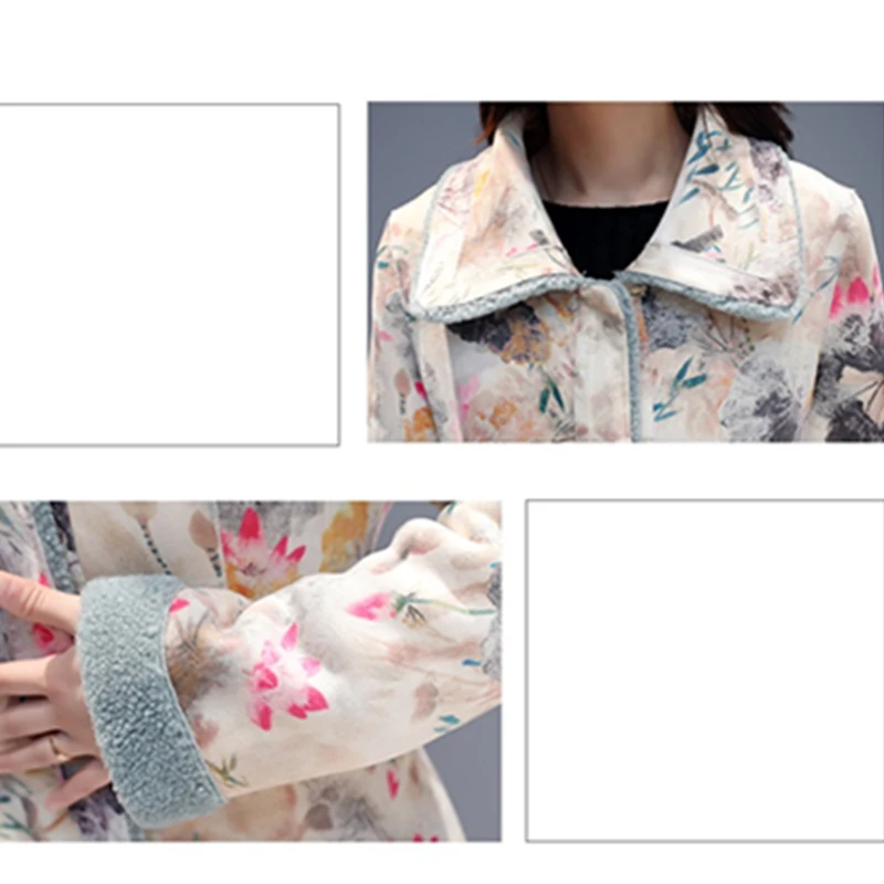 2019 Новая женская зимняя куртка длинное замшевое хлопковое пальто с принтом из