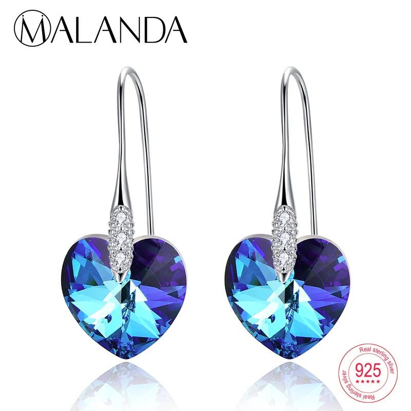 XILION сердце кристаллы от Swarovski Висячие серьги Мода стерлингового серебра