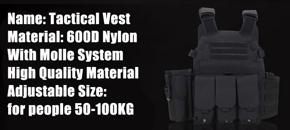 Тактический жилет черного цвета 600D из нейлона с системой Молле броня для тела
