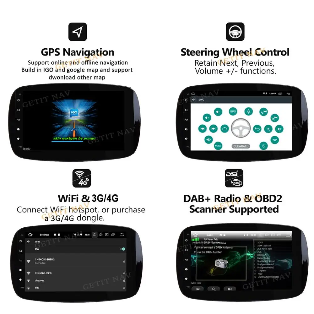 DSP 9 ''Автомобильный gps навигатор android 10 стерео медиа авто радио для Mercedes Benz Smart Fortwo C453 A453 W453
