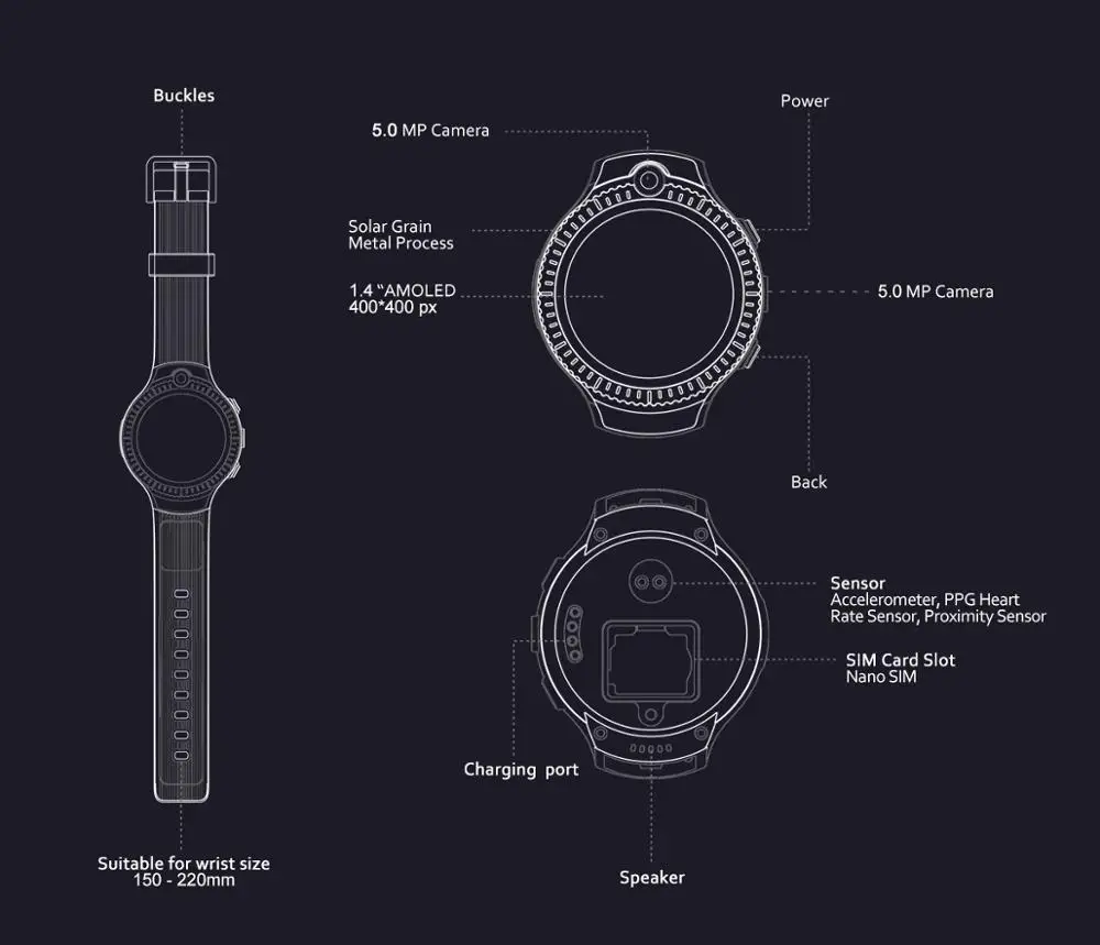 Новые 4G часы 4 Dual Bluetooth MTK673 четырехъядерный 1+ 16 Гб 4G умные часы с двумя камерами
