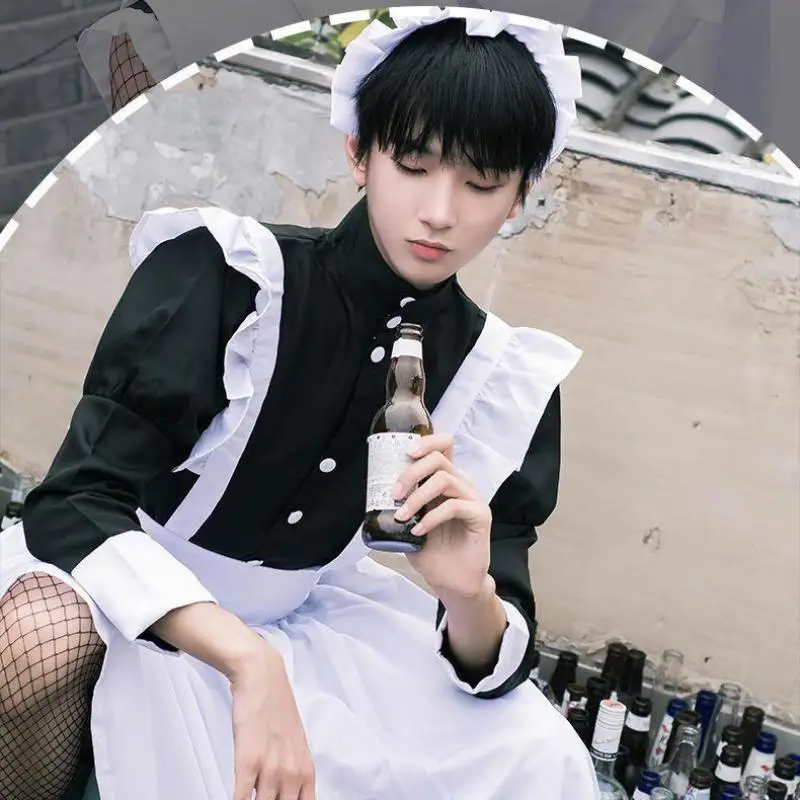 Костюм горничной Кодоны для мужчин и женщин черная Готическая Карнавальная