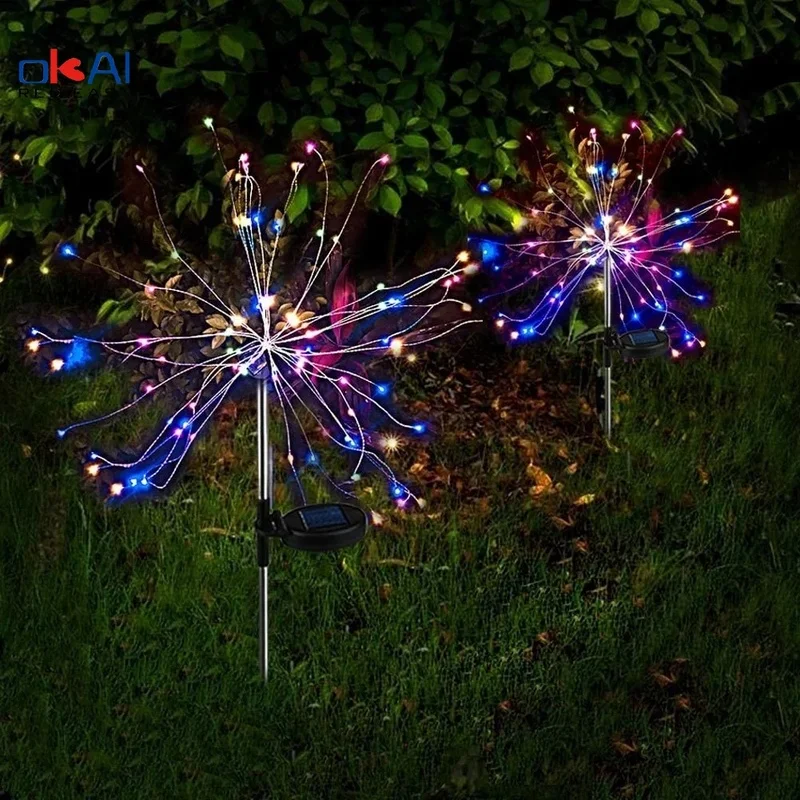 

Outdoor Garland Street LED Solar Fireworks Light Waterproof Cheap Christmas Decoration Lights Wedding Decoration Lighting